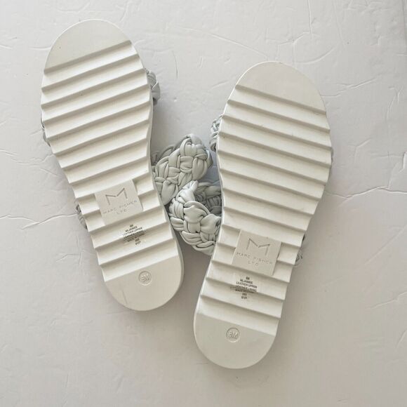 Marc Fisher Jaimee Espadrille Slide White Braided Woven Leather Sandals 8M - Picture 9 of 10